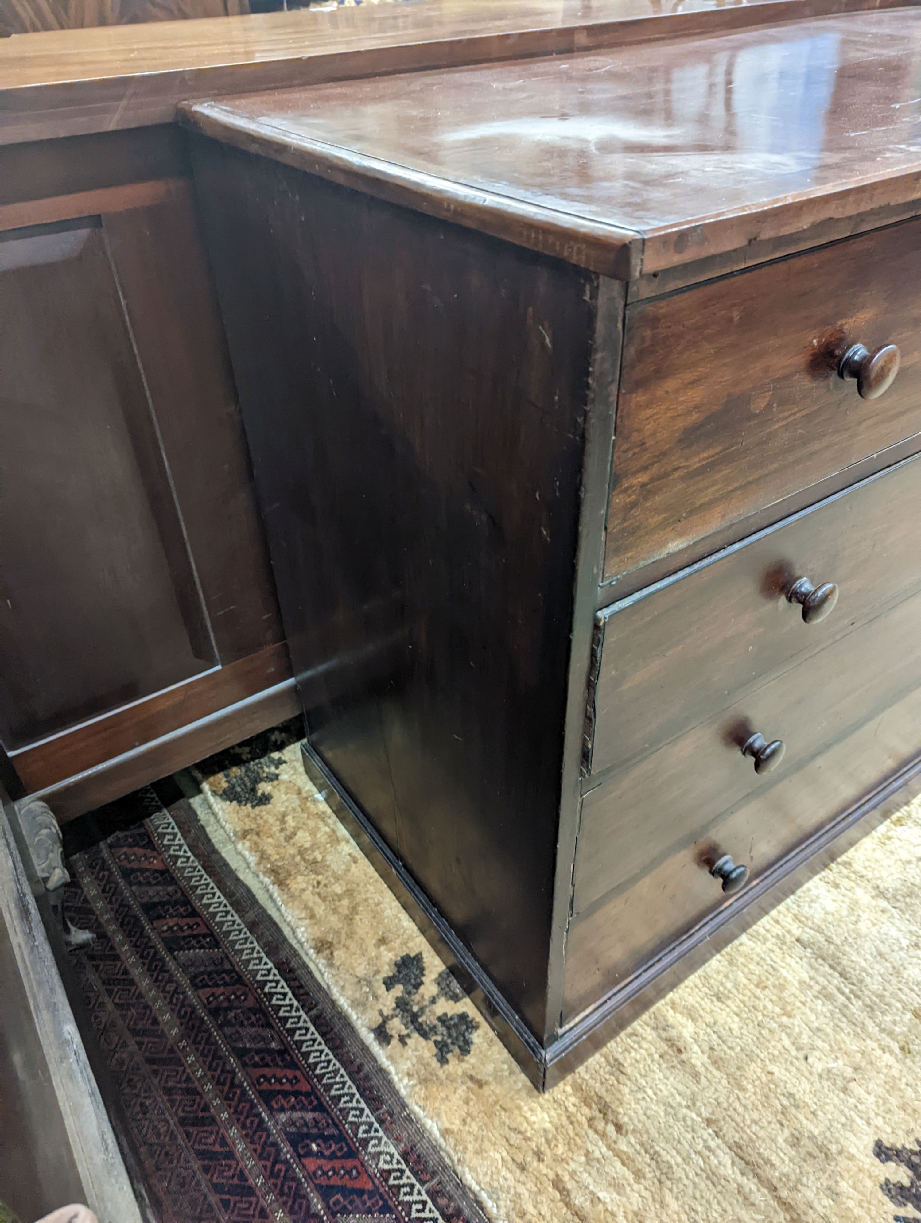 A Victorian and later four drawer chest, width 118cm, depth 55cm, height 86cm